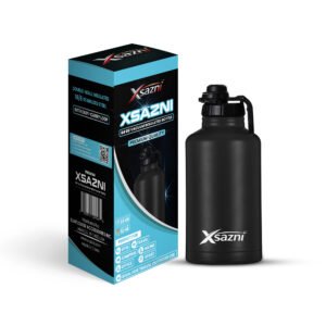 Xsazni 64 oz Insulated Water Bottle, Stainless Steel Vacuum Flask with Leak-Proof Lock Lid, Double Wall Metal Bottle with Carry Strap, Large 1.9L Reusable Bottle for Gym, Travel & Outdoor